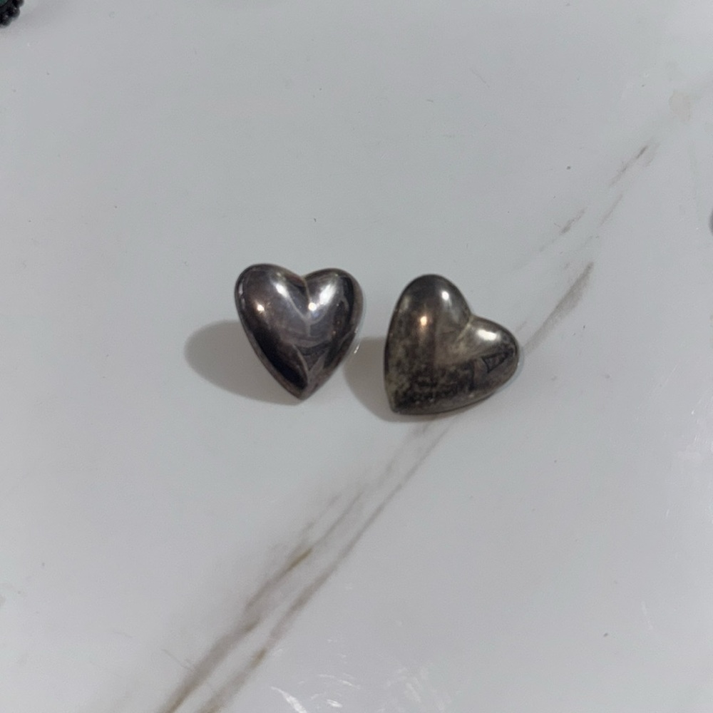 Vtg 925 Mexico Heart Puff Earrings